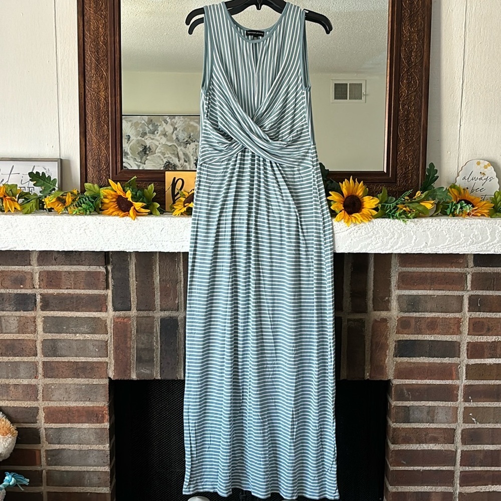 Spenser Jeremy Tank Maxi Dress Womens Size Medium Blue White